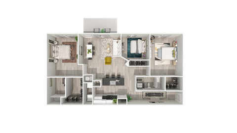 Floor plan for 3 beds, 2 baths, 1395 sqft